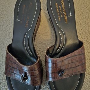 Donald J Pliner Platform Sandal, Brown with silver stud embellishments